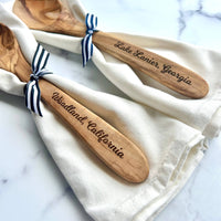 Imperial Valley Olive Wood Serving Spoon & Towel Gift Set