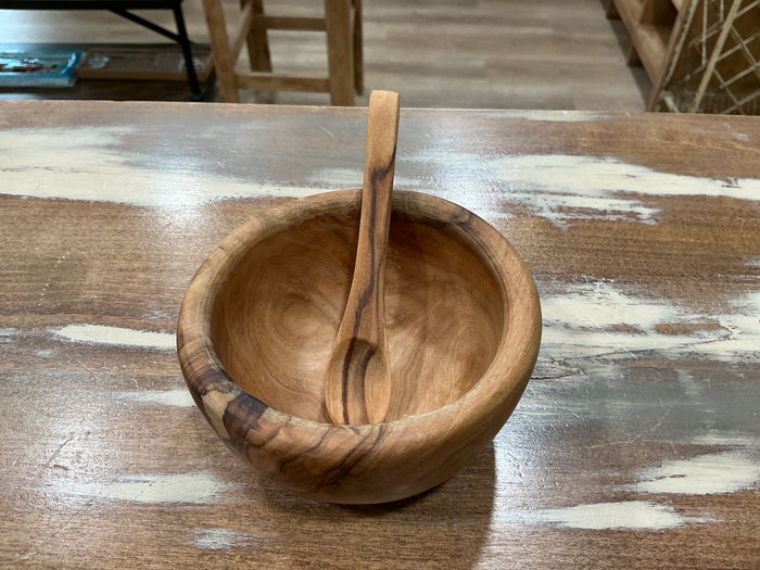 Olive wood bowl and mini spoon