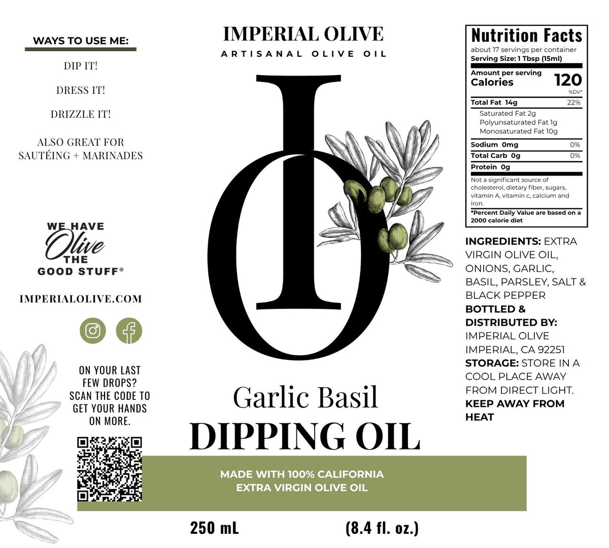 Garlic Basil Dipping Oil